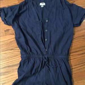 Navy linen romper